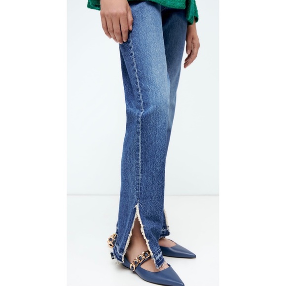 Zara Split Hem Straight Jeans - Picture 2 of 9